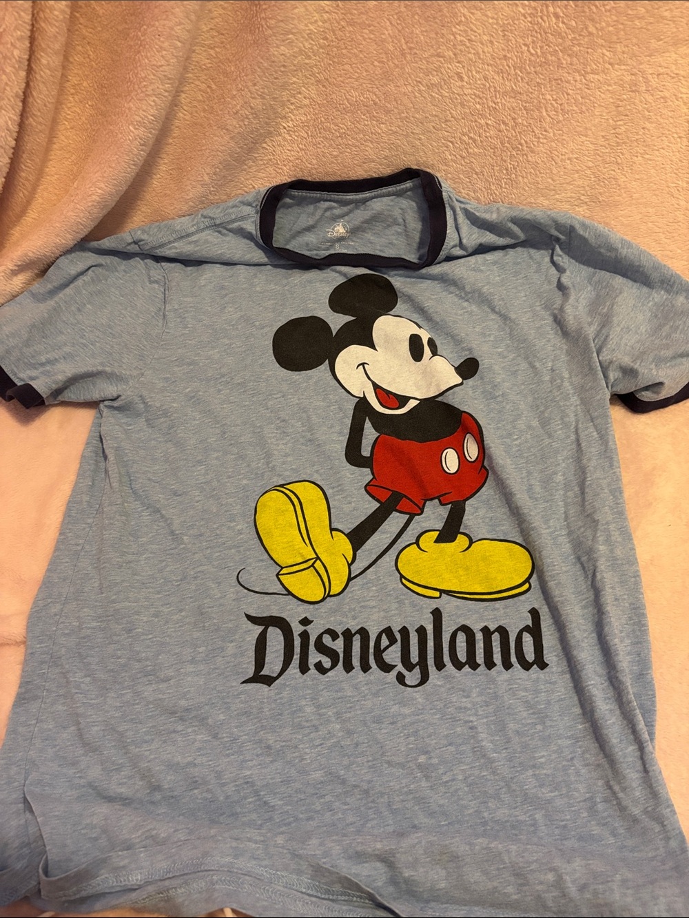 Disney Disneyland Mickey Mouse Light Blue Ringer Graphic Tee